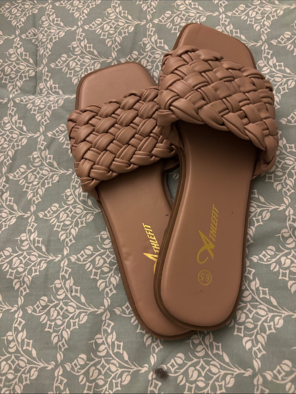 Braided Slide Mules in Mauve Brown